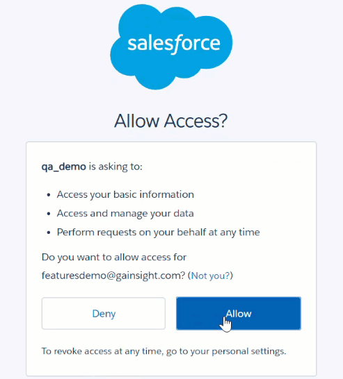 Gainsight Salesforce Integration - Allow Access